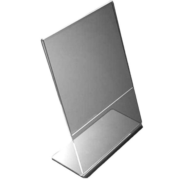 Nubee Slant Back Acrylic Sign Holder Portrait Orientation 8.5"x11" Set of 6 - Picture 2 of 5